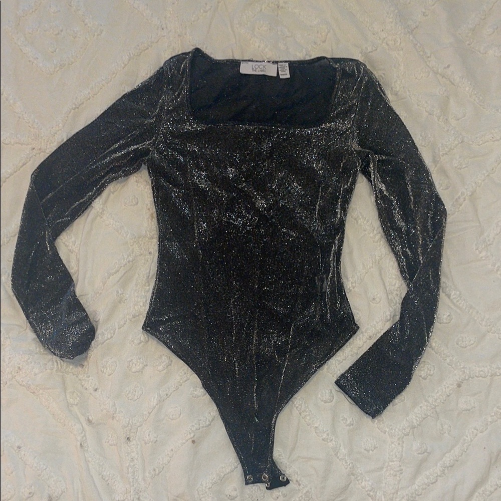 Lock the Label Black Silver Long Sleeve Bodysuit